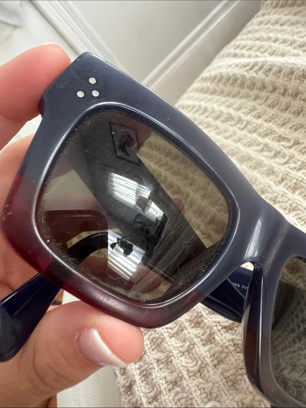 Celine Two-Tone Blue and Red Square Sunglasses